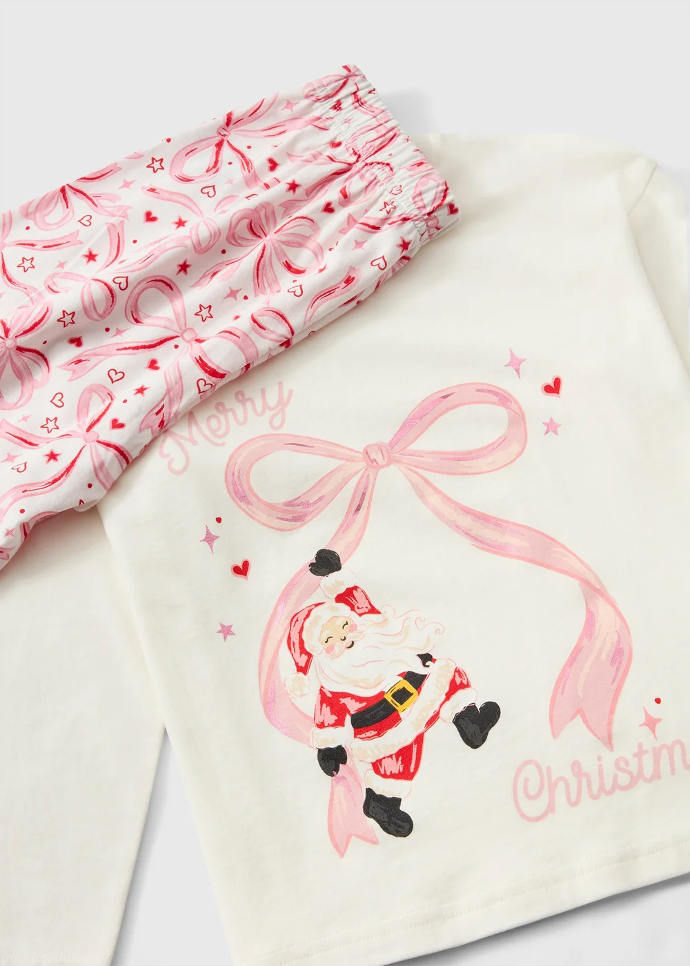 Girls Pink Santa Bow Pyjamas (4-13 yrs) - 4 Yrs Image 2