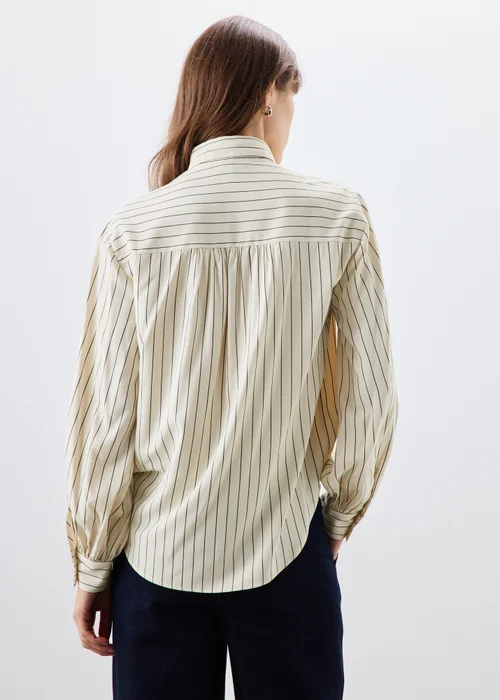 Cream Stripe Neck Detail Blouse - 8 Image 2