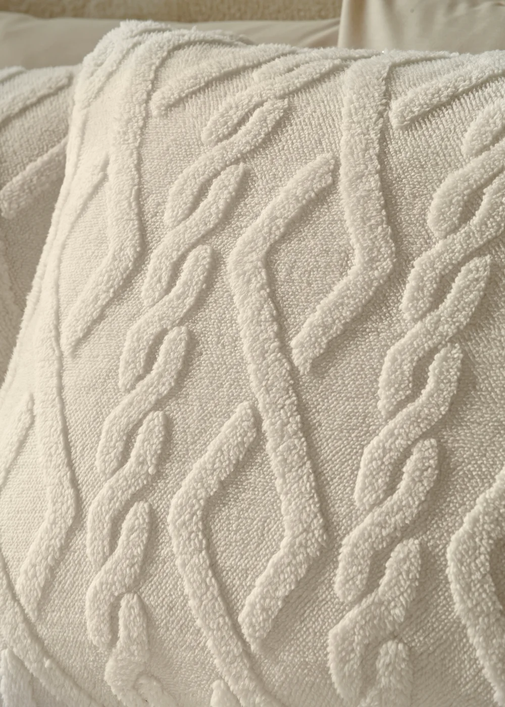 Cream Cable Knit Duvet Set - Double Image 2