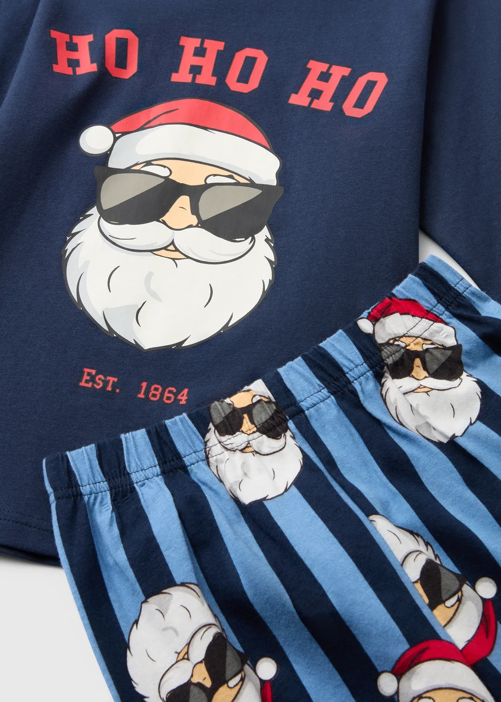 Boys Navy Striped Santa Christmas Pyjamas (7-13yrs) - 7 Yrs Image 2