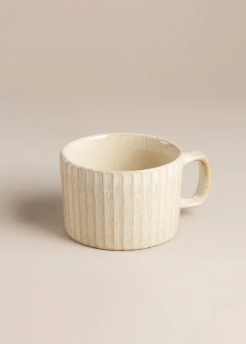 Cream Reactive Ribbed Mug Image 1