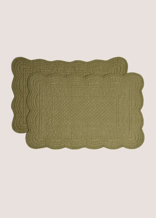 2 Pack Quilted Green Placemats Image 1