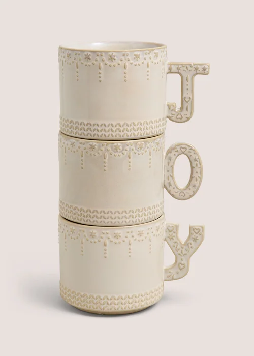 3 Pack Christmas Joy Stackable Mugs Image 1