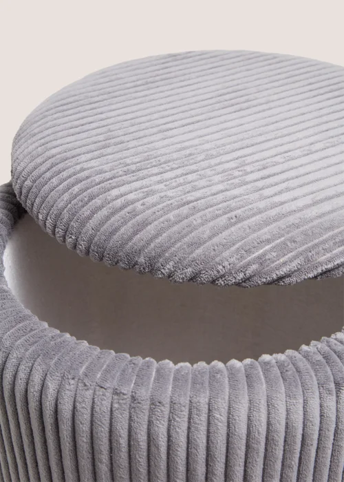 Grey Cord Storage Pouffe Image 2