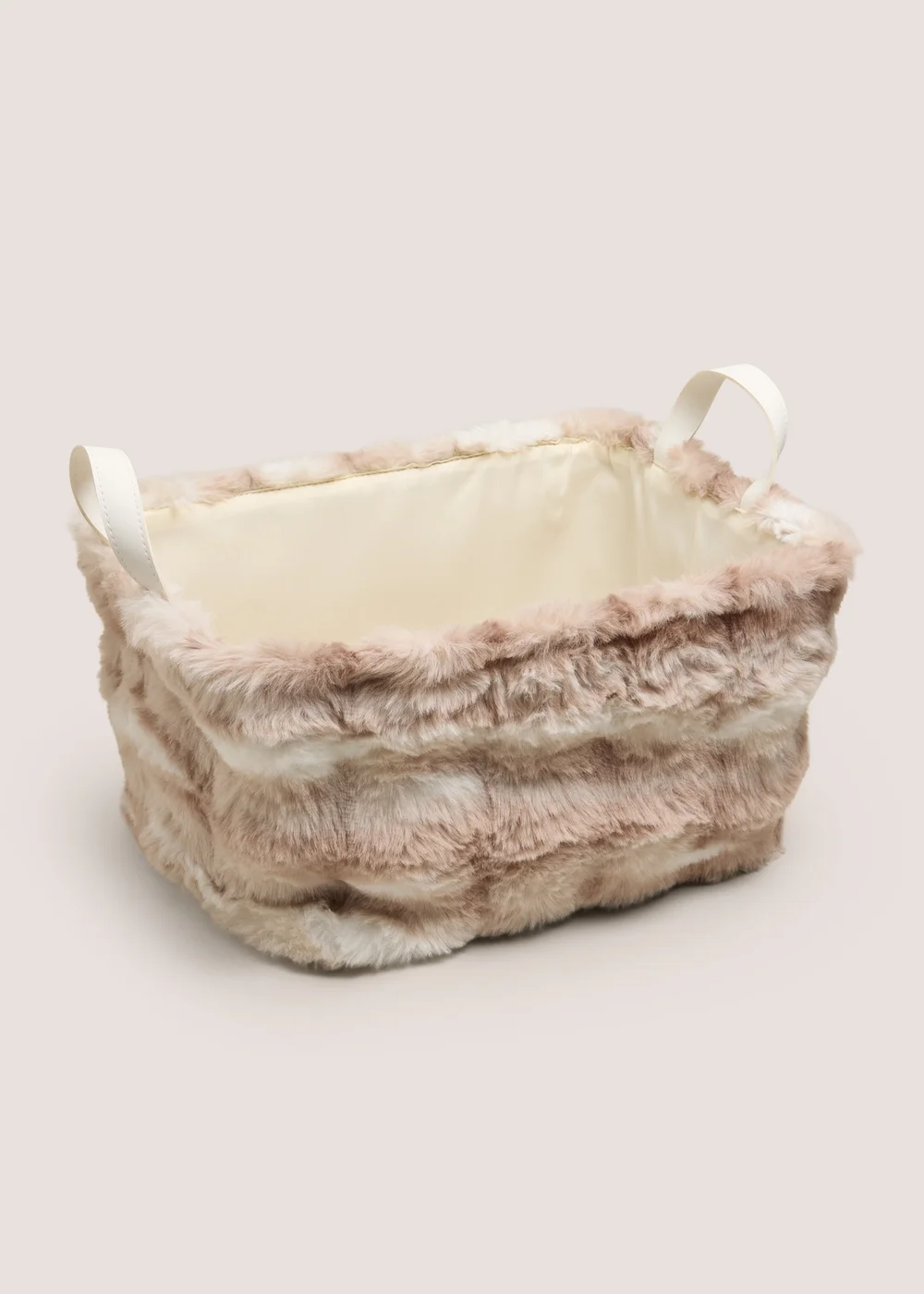 Medium Natural Faux Fur Basket Image 1