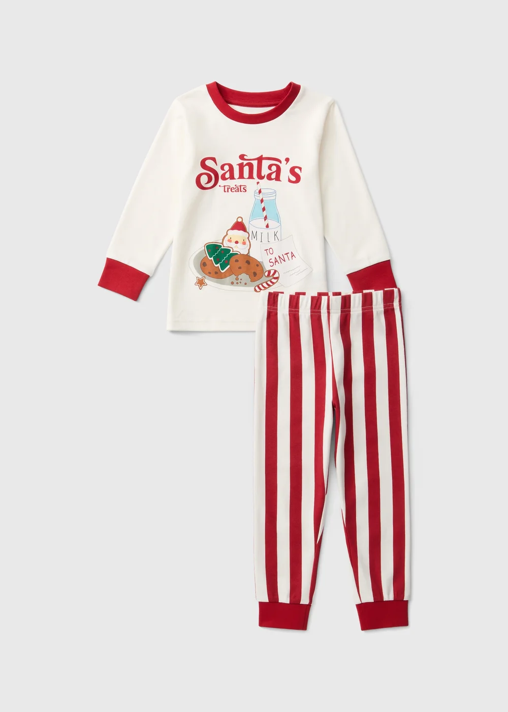 Kids Cream Santa's Treats Christmas Pyjamas (1-9yrs) - 1-1.5 Yrs Image 1