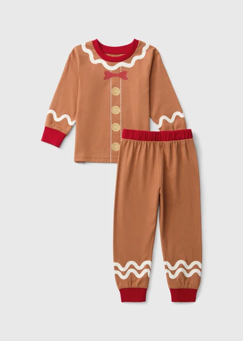 Boys Brown Gingerbread Pyjamas (1-7 yrs) - 1-1.5 Yrs Image 1