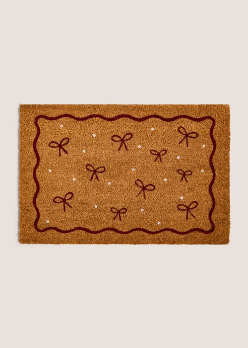 Burgundy Bow Door Mat Image 1
