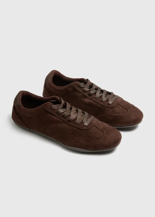 Brown Slim Retro Trainers - 3 Image 1