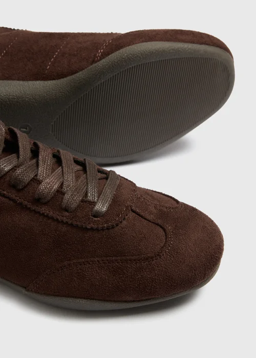 Brown Slim Retro Trainers - 3 Image 3