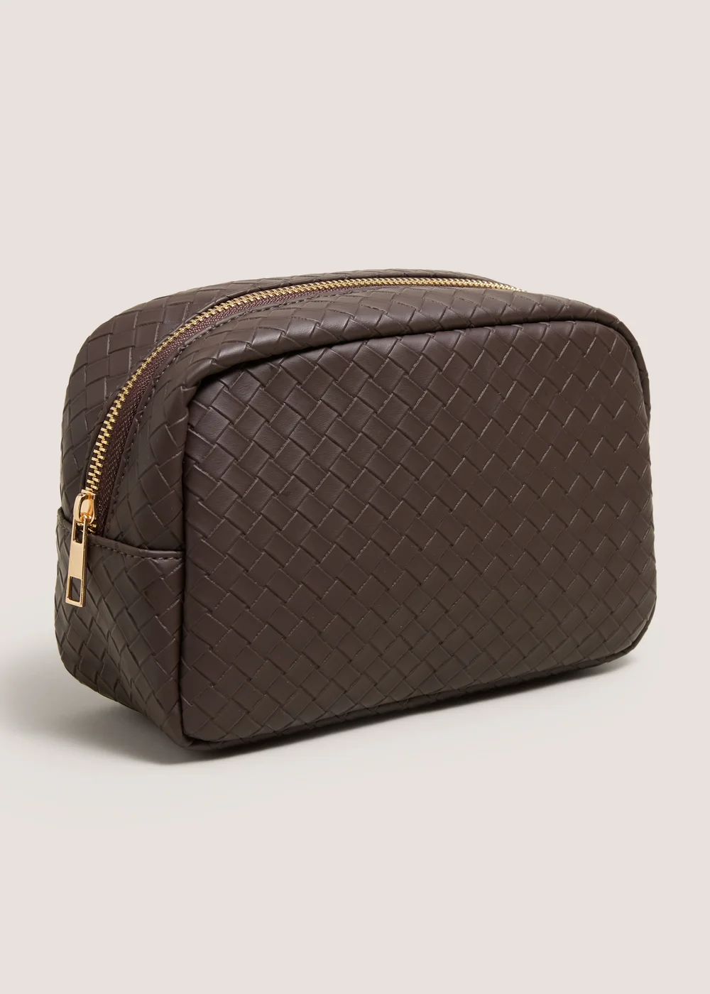 Brown Woven Makeup Bag Image 1
