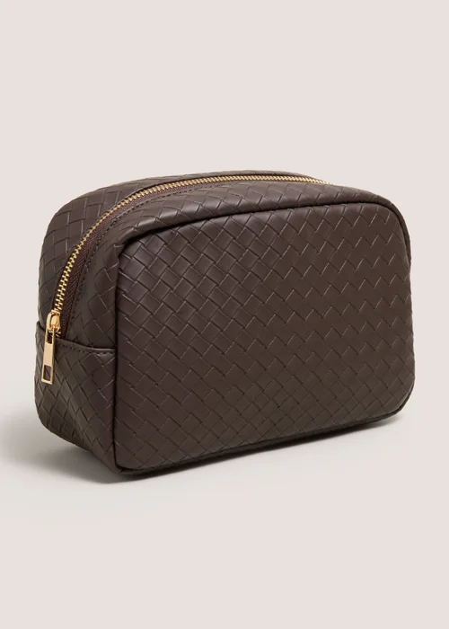 Brown Woven Makeup Bag Image 1