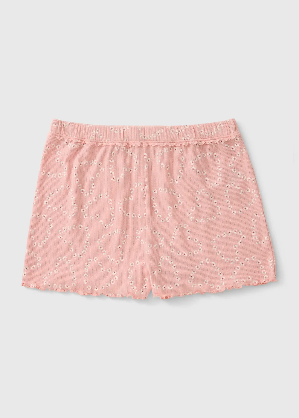 Pink Pointelle Heart Pyjama Shorts - XS Image 1