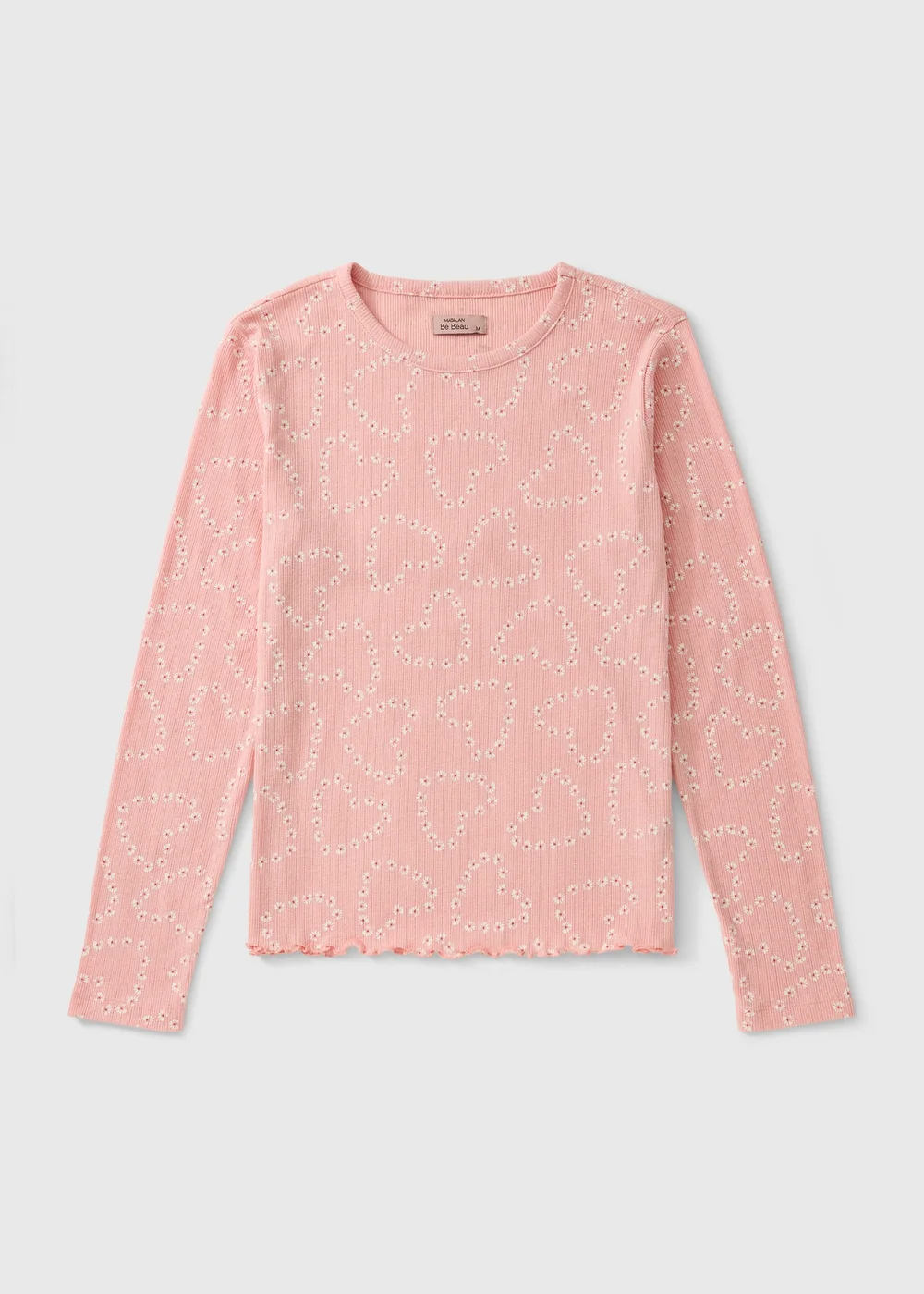 Pink Pointelle Heart Print Pyjama Top - 2XL Image 1