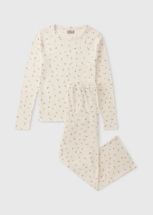 Cream Pointelle Printed Pyjamas - XS Image 2