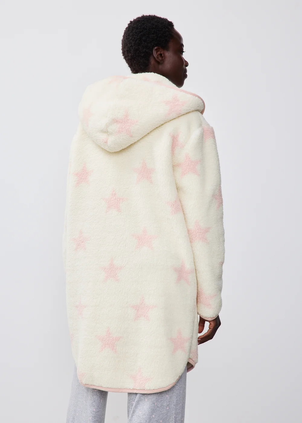Cream Star Print Fleece Cardigan - XS Image 2