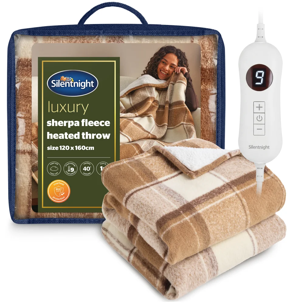 Silentnight Cream Check Heated Blanket Image 1