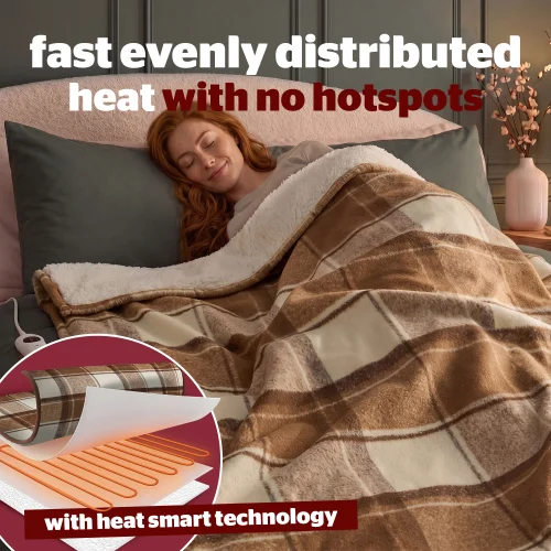 Silentnight Cream Check Heated Blanket Image 3