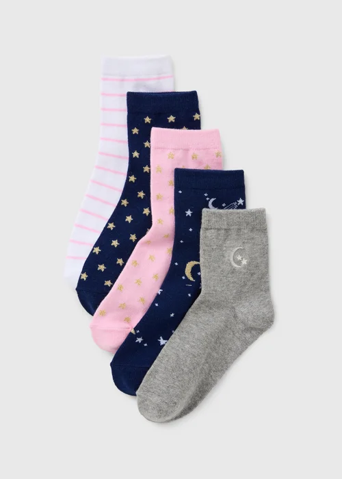5 Pack Girls Celest Ankle Socks (Younger 6-Older 6.5) - 6-8.5 Image 1