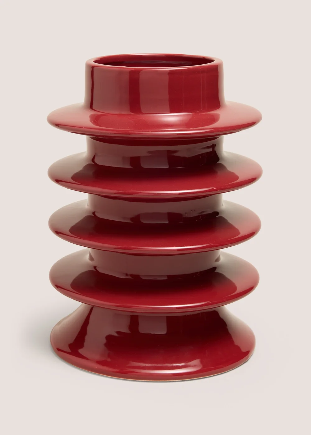 Red Ridged Vase Image 1