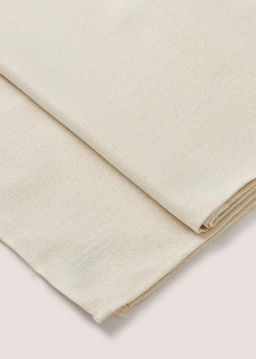 Cream Herringbone Metallic Tablecloth Image 1