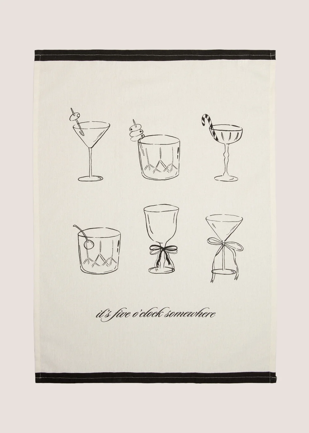 Cream Cocktail Christmas Tea Towel Image 1