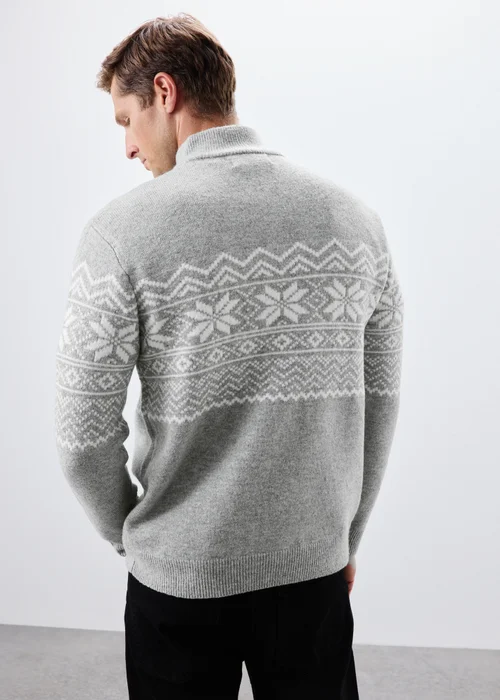 Grey Quarter Zip Christmas Jumper - S Image 2