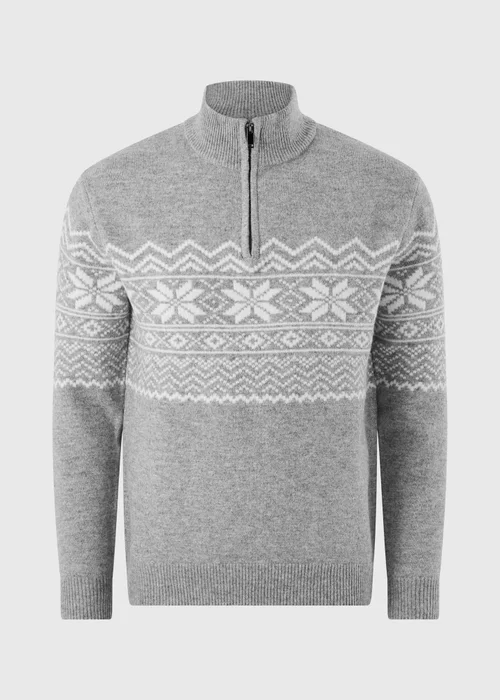 Grey Quarter Zip Christmas Jumper - S Image 4