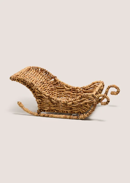 Natural Woven Sleigh Decoration - Medium Image 1