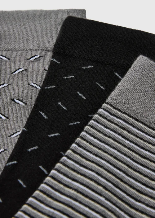 3 Pack Grey Patterned Modal Socks - 6-8.5 Image 2
