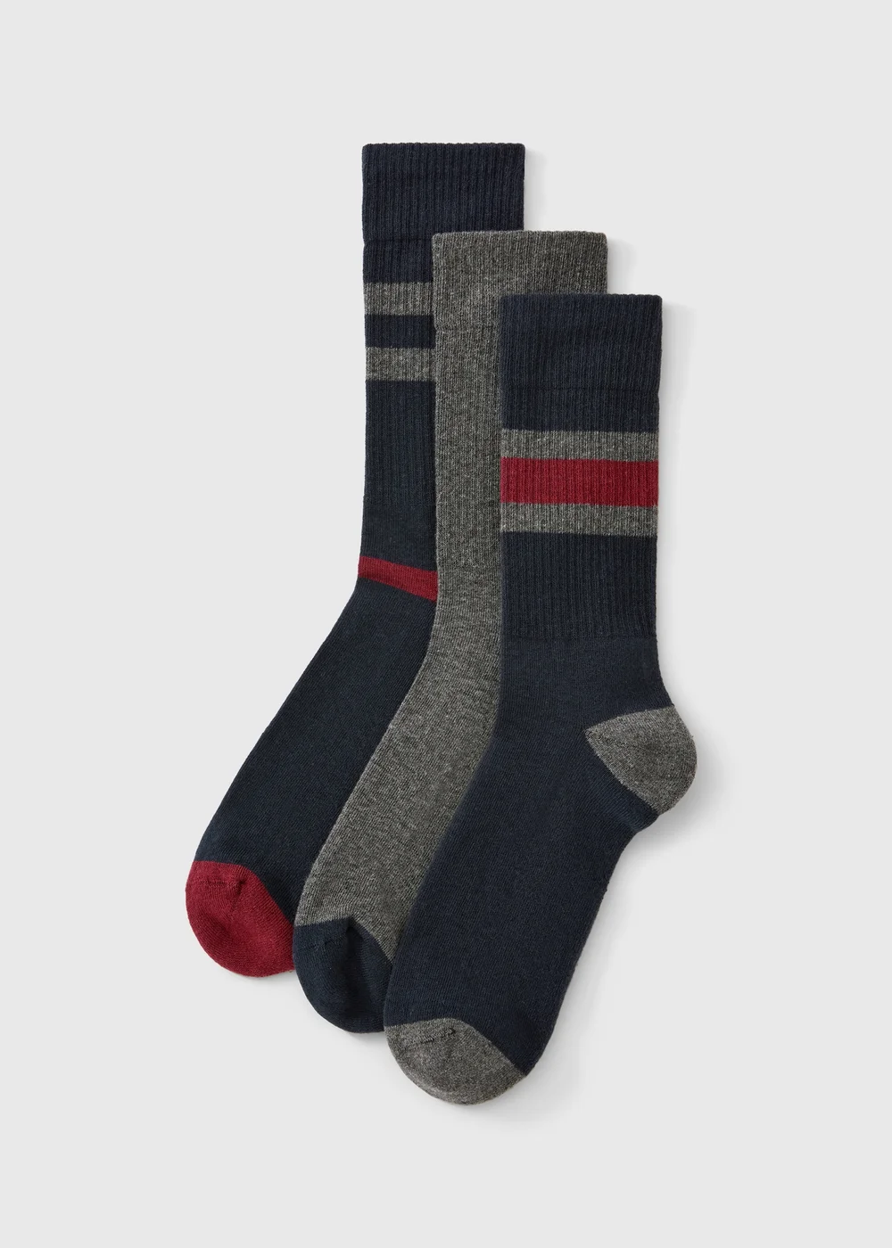 3 Pack Red Multi Stripe Socks - 6-8.5 Image 1