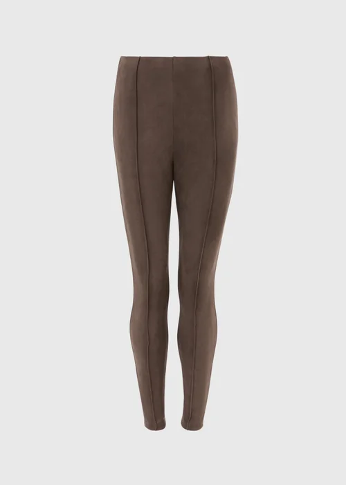 Chocolate Faux Suede Leggings - 8 Image 4