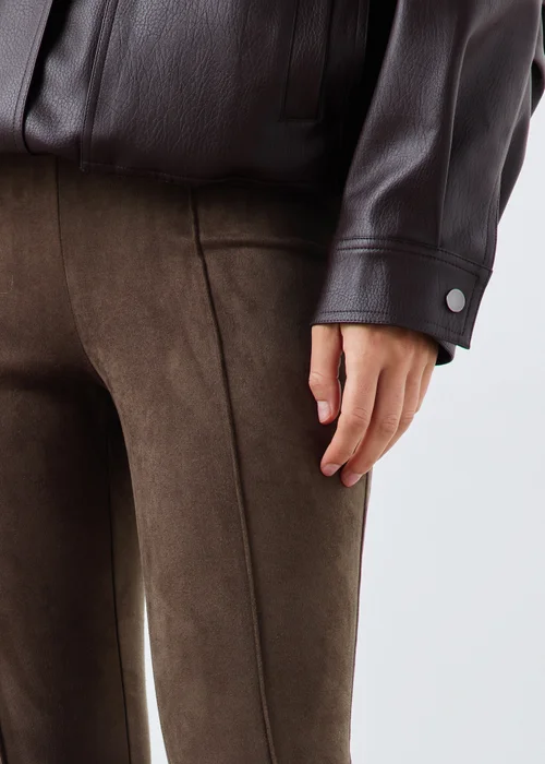 Chocolate Faux Suede Leggings - 8 Image 3