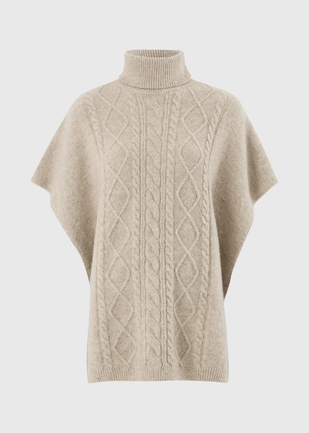 Oatmeal Cable Knit Poncho - One Size Image 4