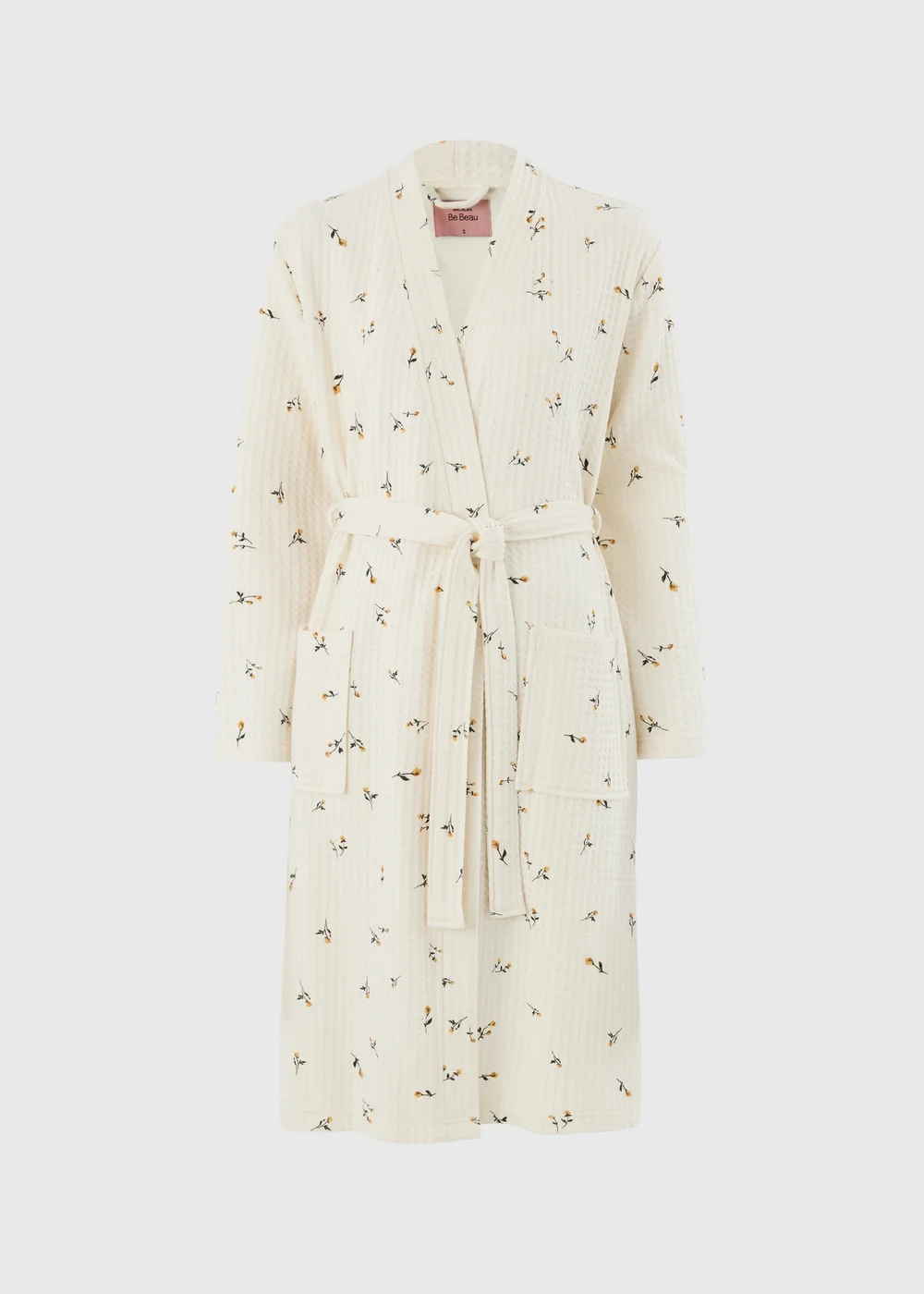 Cream Floral Waffle Dressing Gown - 2XL Image 1