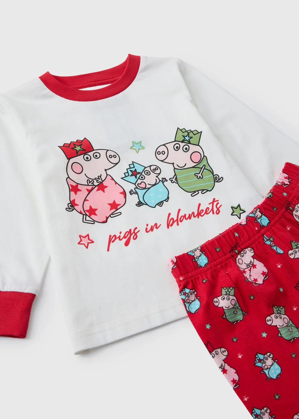 Peppa Pig Kids Red Pigs in Blankets Christmas Pyjamas (1-5yrs) - 1-1.5 Yrs Image 2