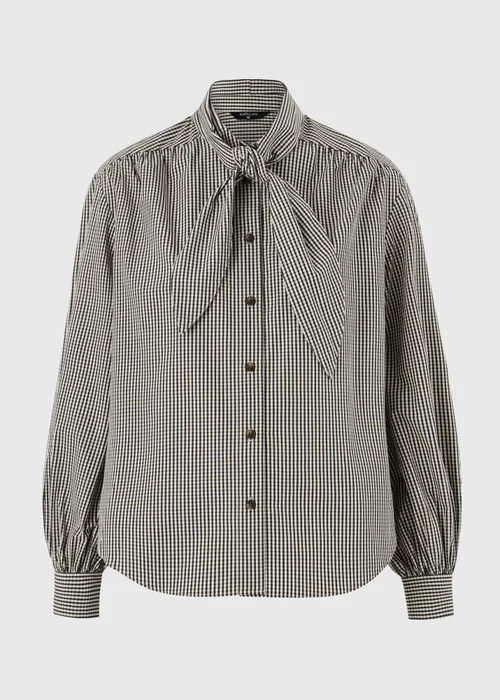 Stone Gingham Neck Detail Shirt - 8 Image 4