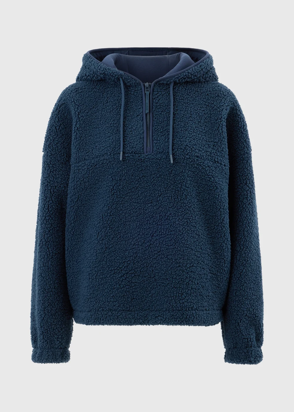 Souluxe Navy Borg Half Zip Hoodie - S Image 1