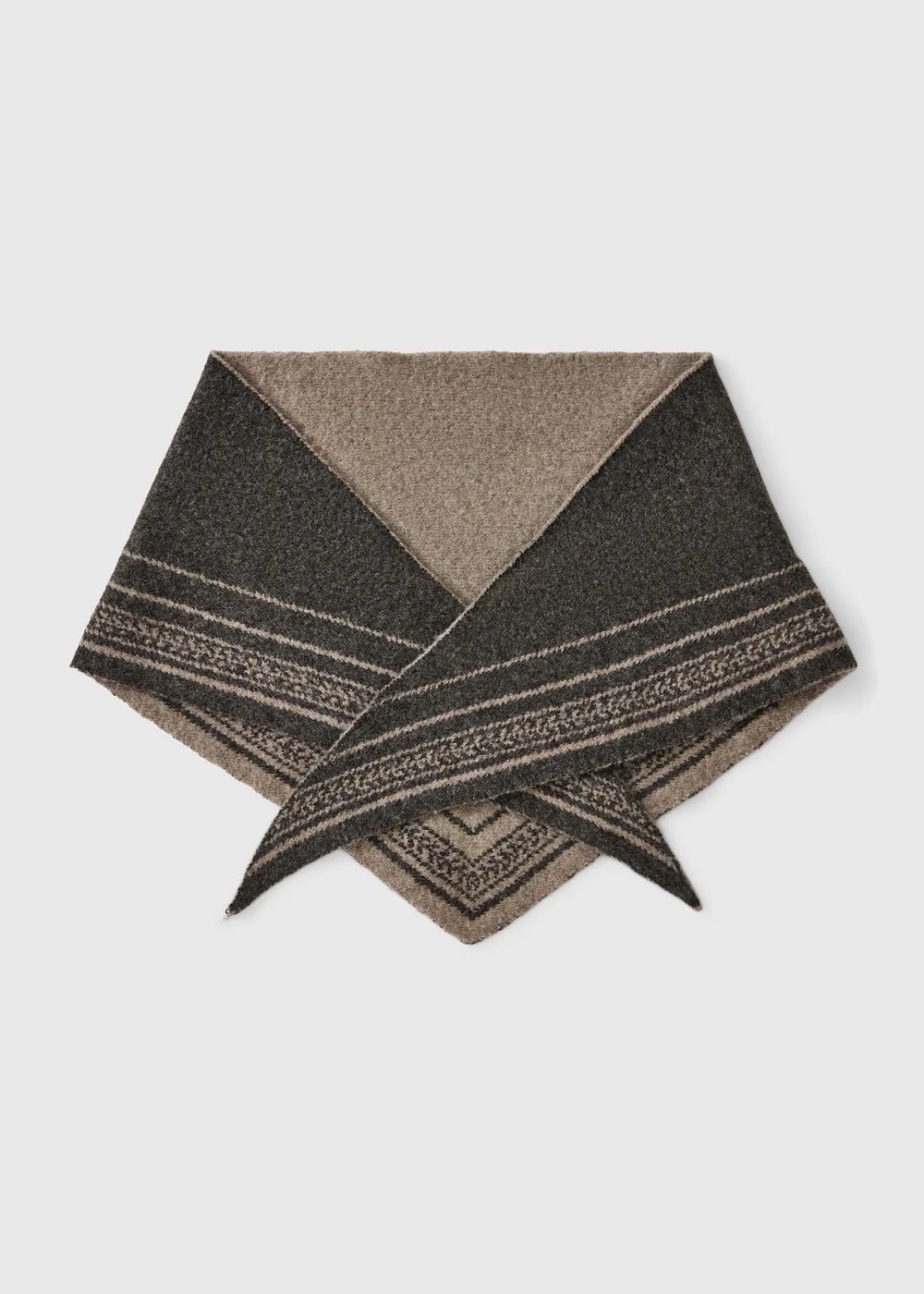 Brown Jacquard Triangle Scarf - One Size Image 1