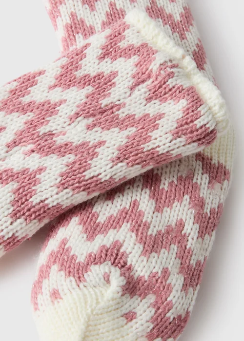Girls Pink Slipper Socks (Younger 6 -Older 6.5) - 6-8.5 Image 2
