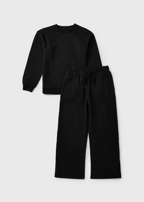Boys Black Sweatshirt & Jogging Bottoms Set (7-15yrs) - 7 Yrs Image 1