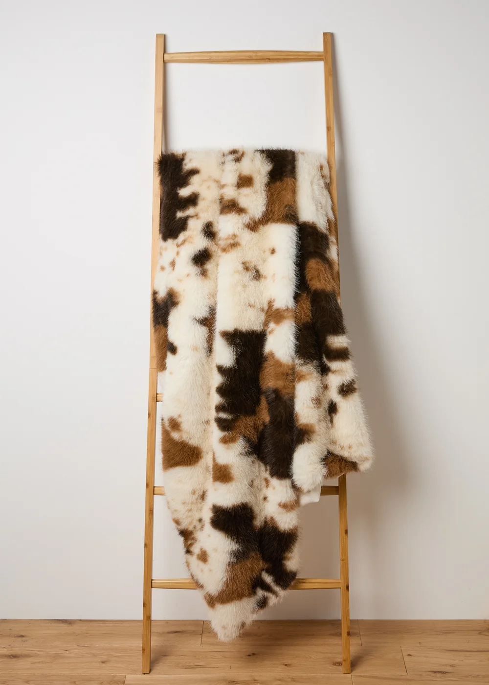 Cow Print Faux Fur Throw Image 1