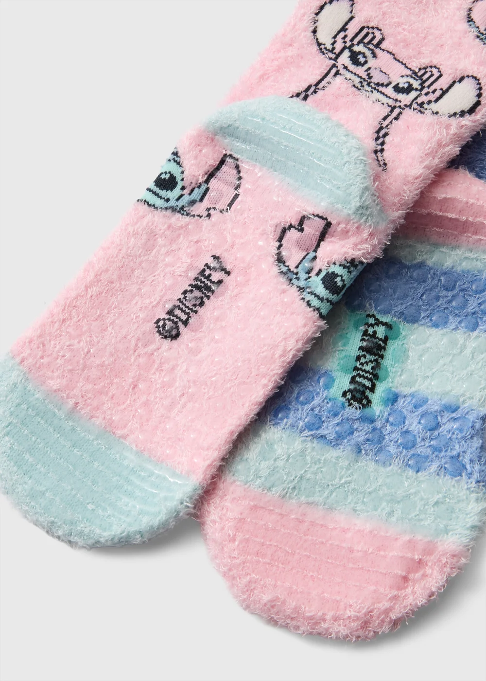 2 Pack Girls Pink Stitch Slipper Socks (Younger 4-Older 12) - 6-8.5 Image 2