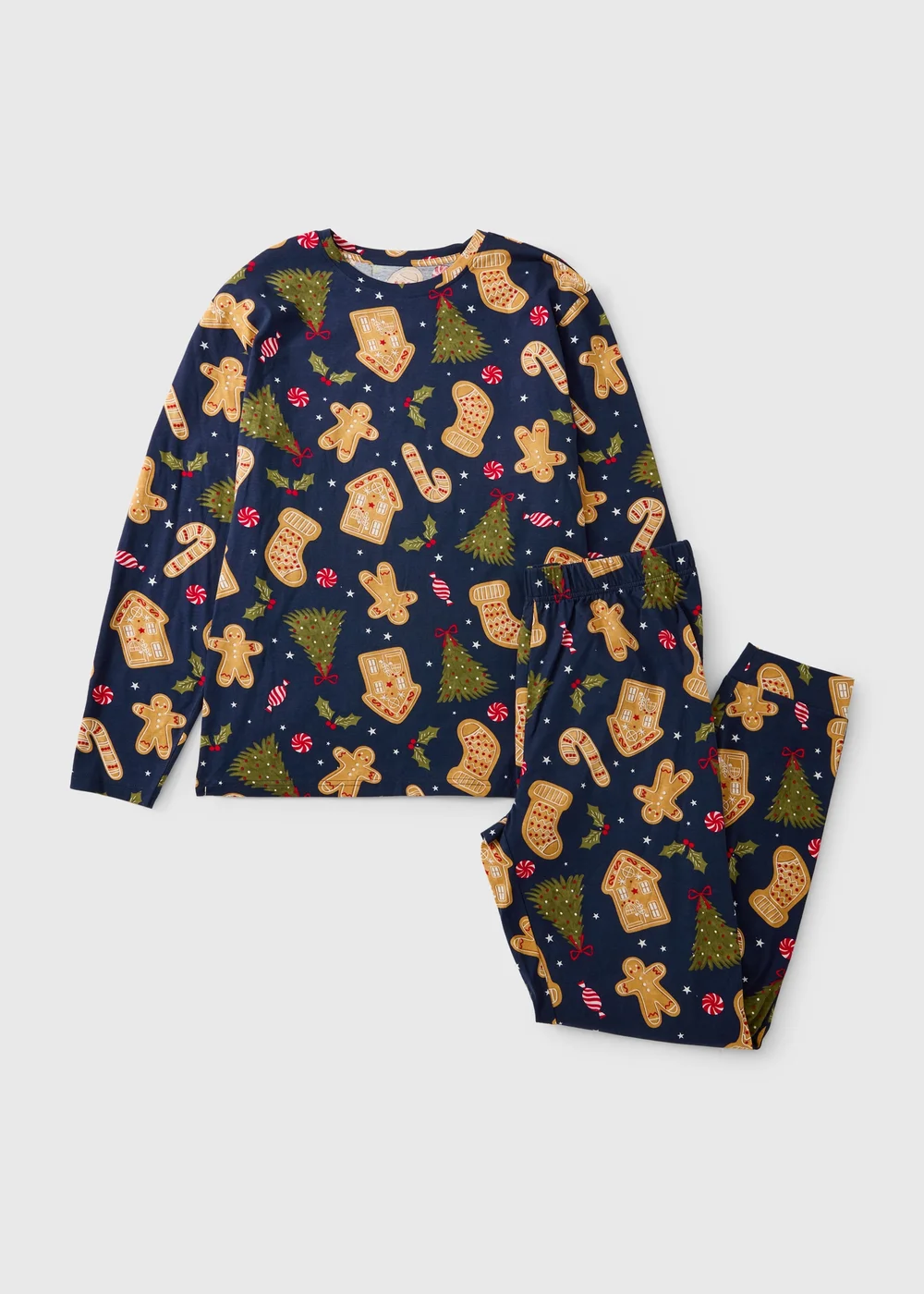 Navy Gingerbread Matching Family Christmas Pyjamas - XS Image 1