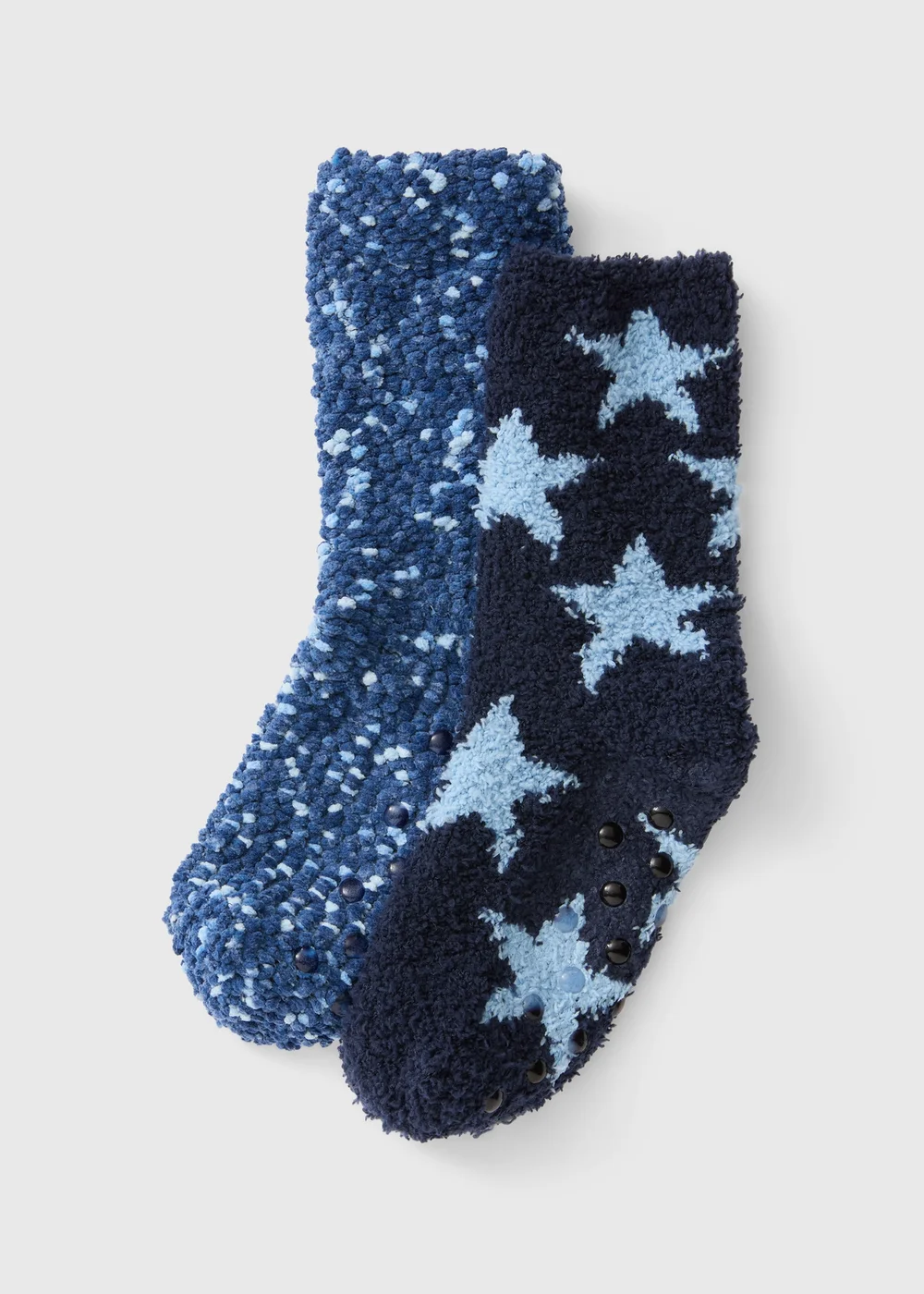 2 Pack Boys Blue Star Fluffy Socks (Younger 6-Older 6.5) - 6-8.5 Image 1