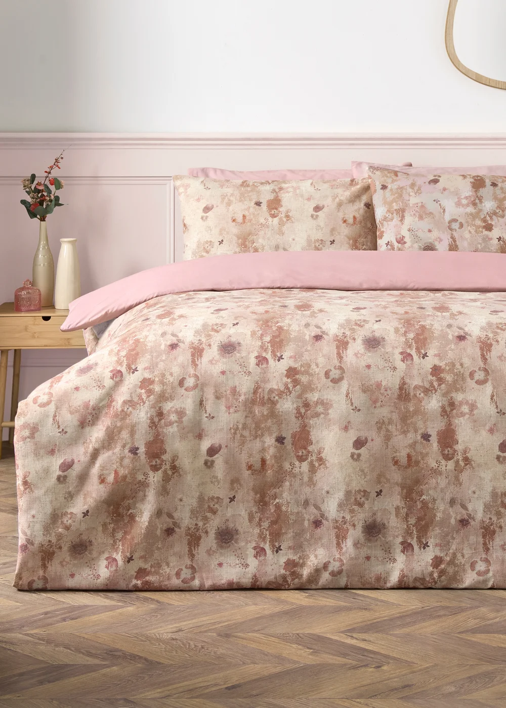 Pink Watercolour Abstract Duvet Set - Double Image 1