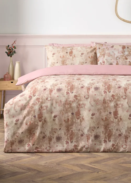 Pink Watercolour Abstract Duvet Set - Double Image 1