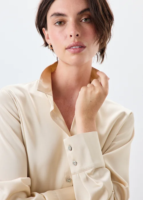 Cream Lace Satin Shirt - 8 Image 2