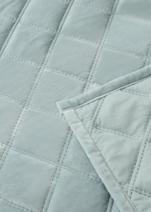 Blue Washed Velvet Bedspread Image 2