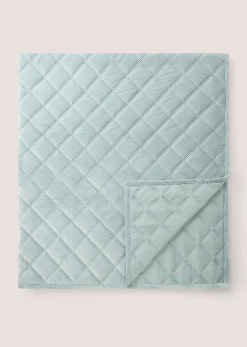 Blue Washed Velvet Bedspread Image 1